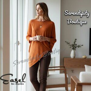 Easel Snuggle Soft Drapery Lightweight Dolman Shoulder Irregular Hem Sweater